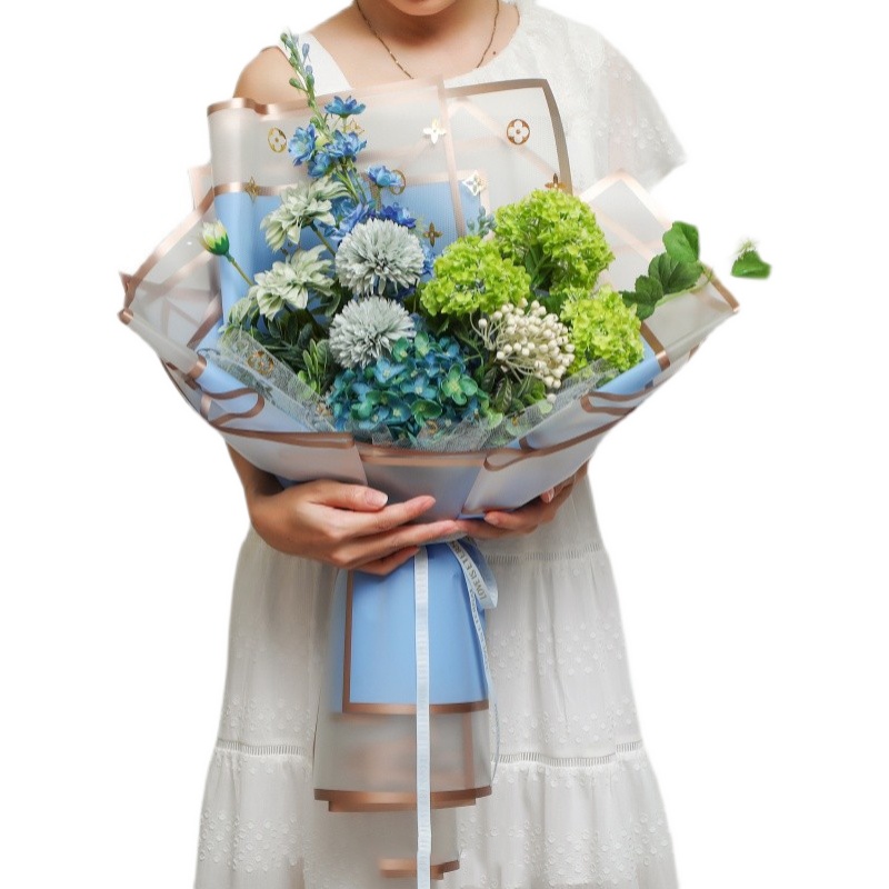 Phim đóng gói nệm hoa đôi cạnh vàng MYHC-10 Bopp Matt Flower
