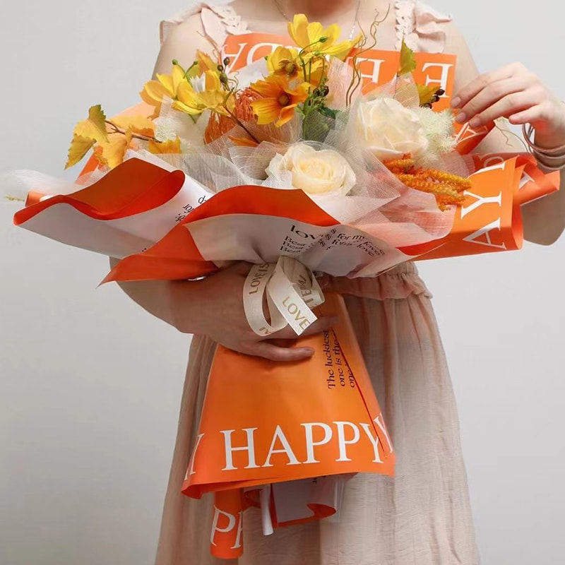 MYHC-38 INS English Giấy gói hoa màu da bò Bopp màu gradient
