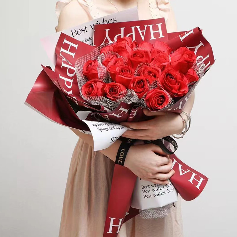 MYHC-38 INS English Giấy gói hoa màu da bò Bopp màu gradient