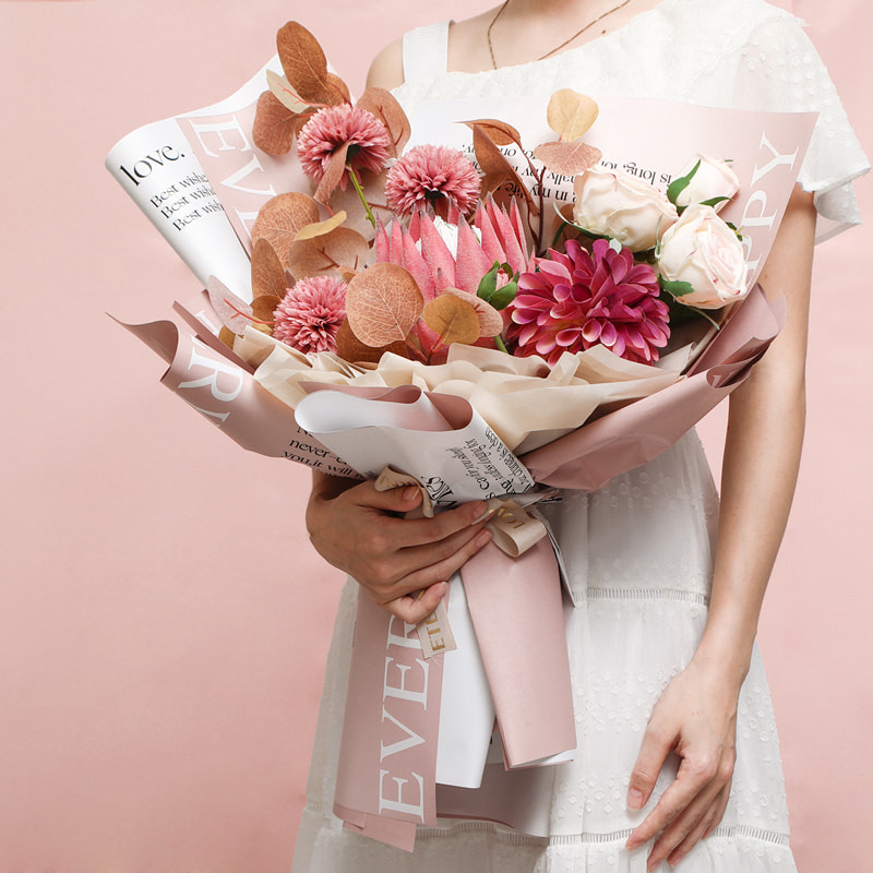 MYHC-38 INS English Giấy gói hoa màu da bò Bopp màu gradient