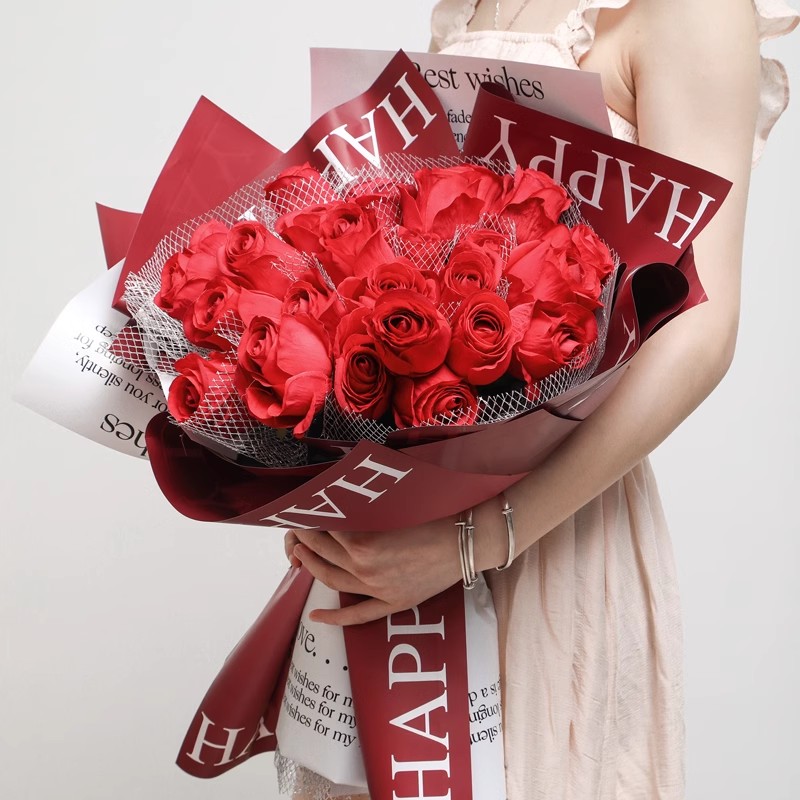 MYHC-38 INS English Giấy gói hoa màu da bò Bopp màu gradient