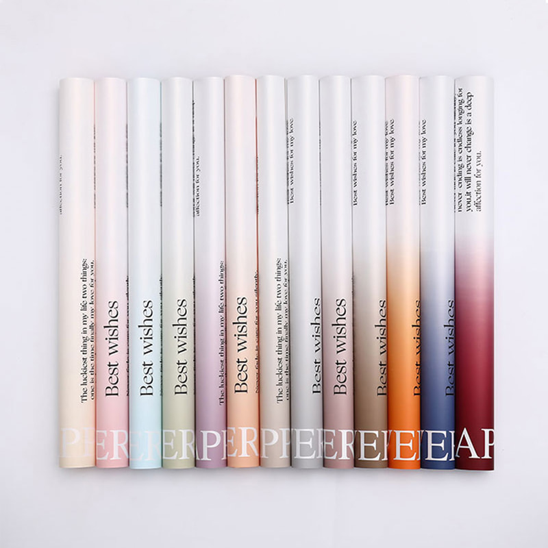 MYHC-38 INS English Giấy gói hoa màu da bò Bopp màu gradient