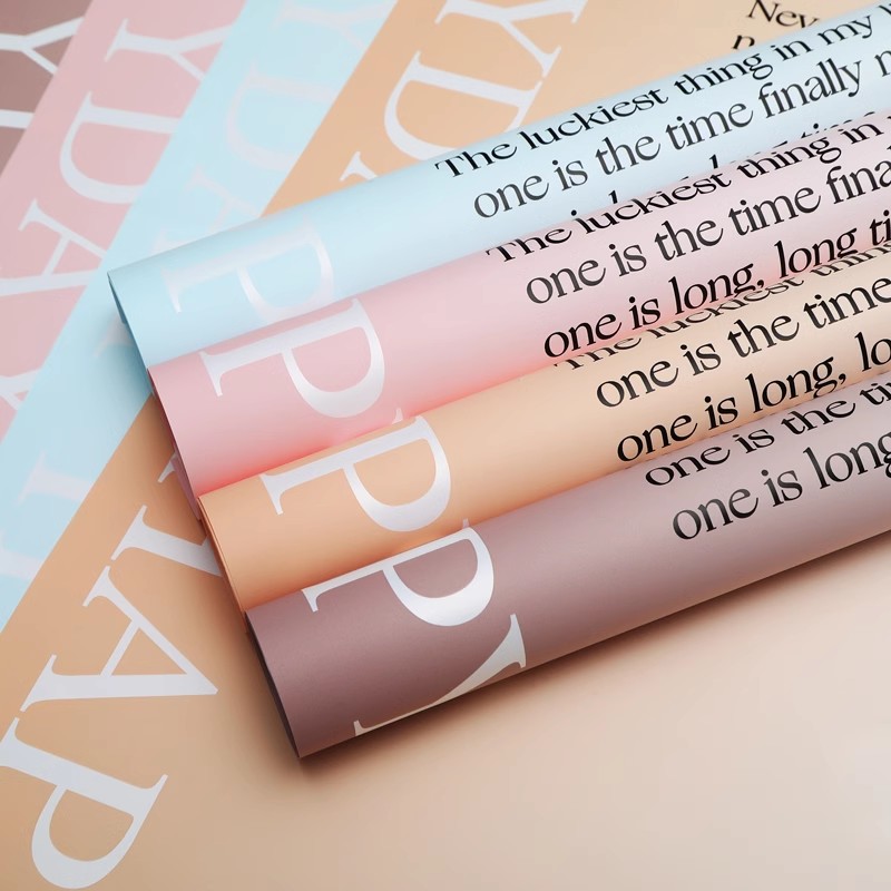 MYHC-38 INS English Giấy gói hoa màu da bò Bopp màu gradient