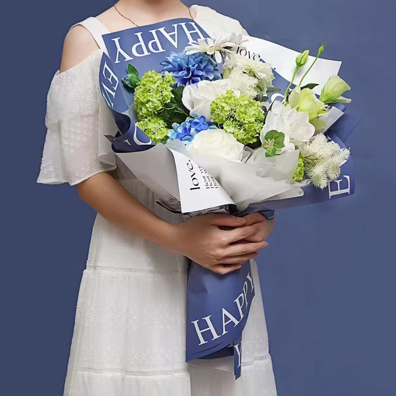 MYHC-38 INS English Giấy gói hoa màu da bò Bopp màu gradient