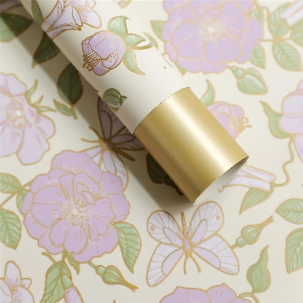 MYHC-76 Giấy gói hoa hoa văn cổ điển viền vàng Pearlescent Film