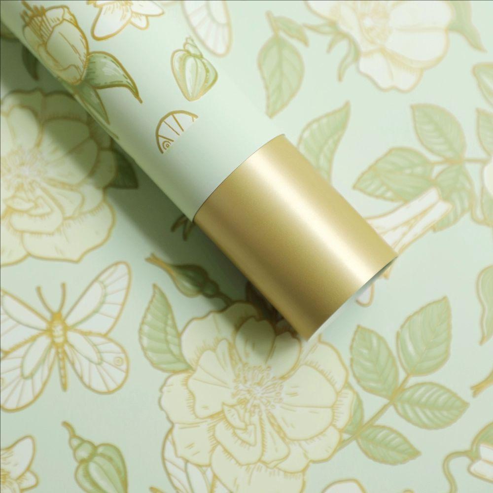 MYHC-76 Giấy gói hoa hoa văn cổ điển viền vàng Pearlescent Film