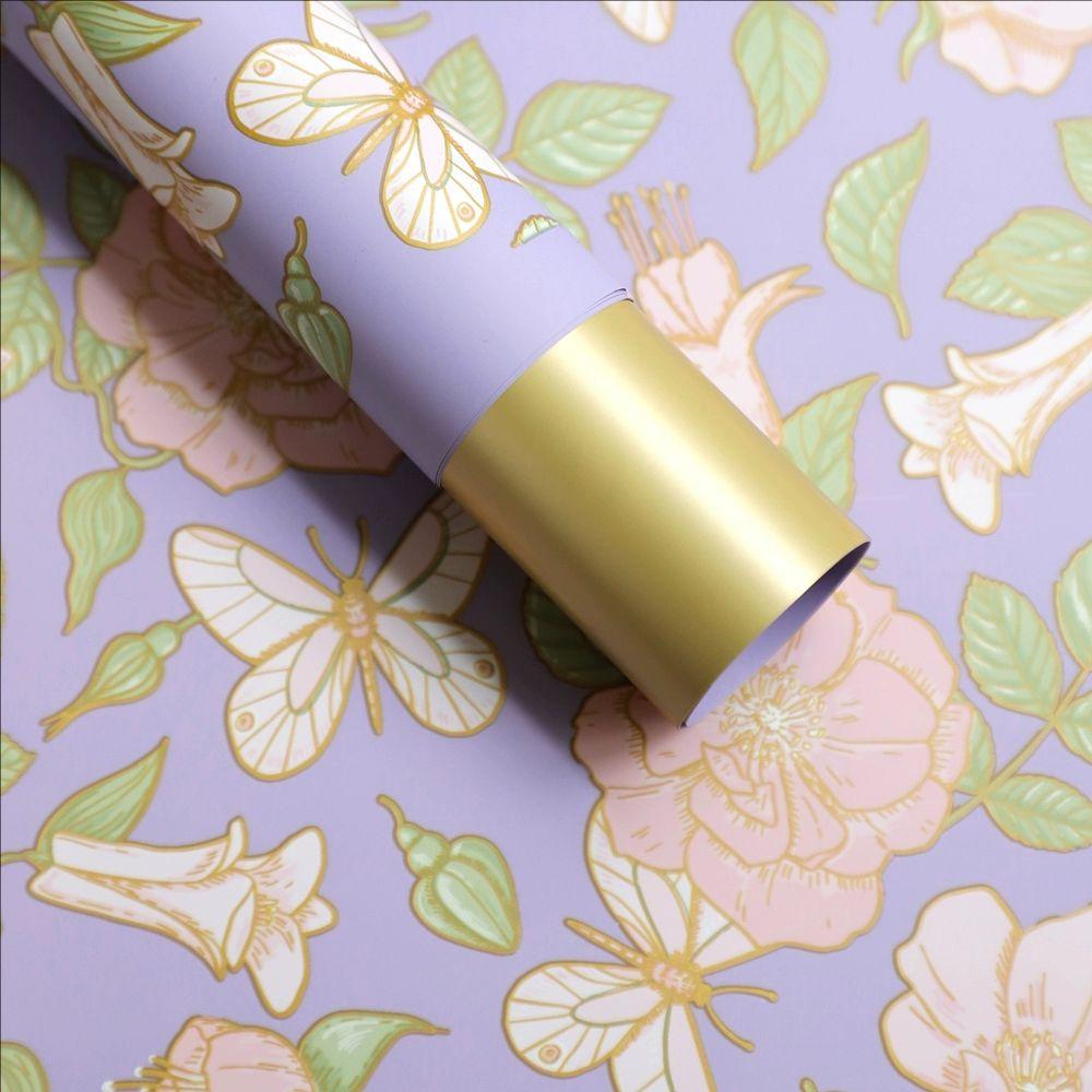 MYHC-76 Giấy gói hoa hoa văn cổ điển viền vàng Pearlescent Film