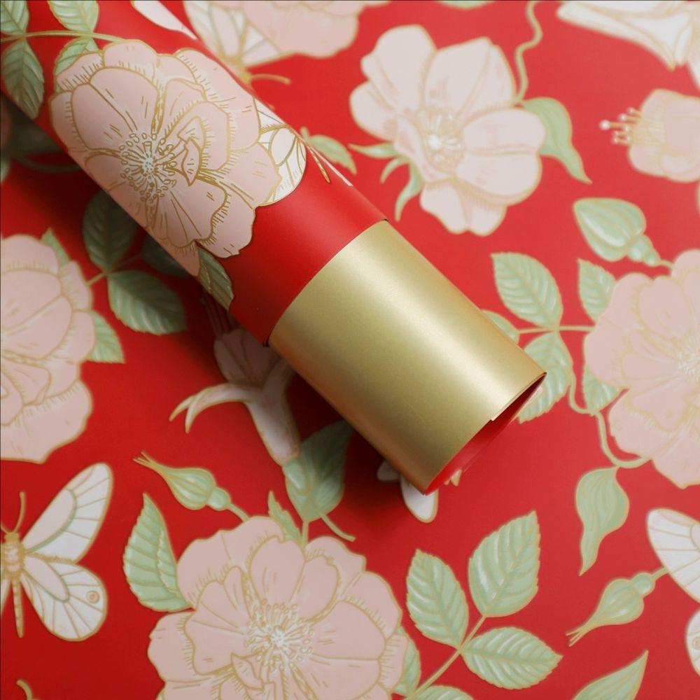 MYHC-76 Giấy gói hoa hoa văn cổ điển viền vàng Pearlescent Film