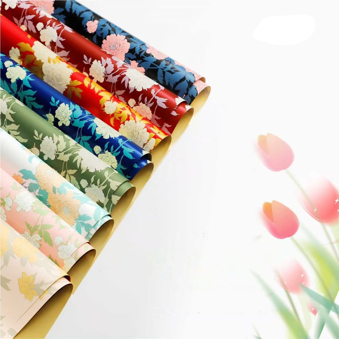 MYHC-78 Giấy gói hoa mẫu đơn viền vàng theo phong cách Trung Quốc